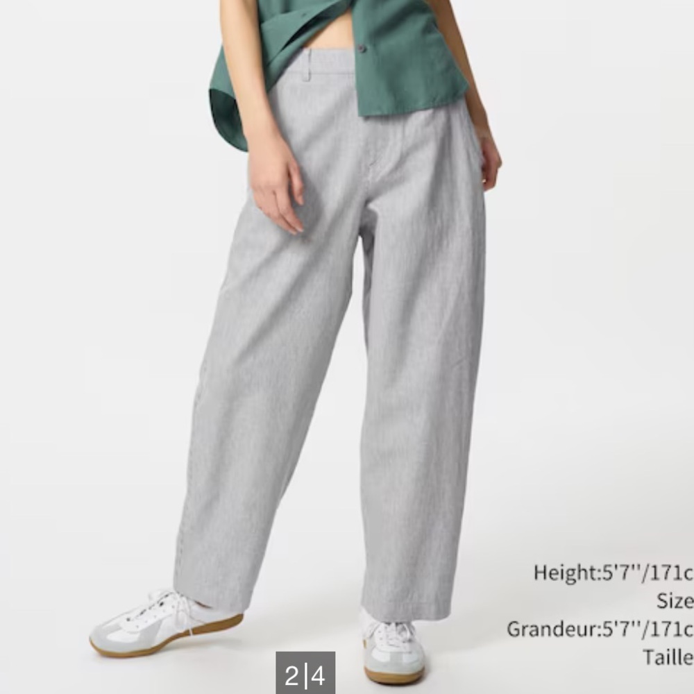 Uniqlo Gray and White Striped Chinos Dress Pants